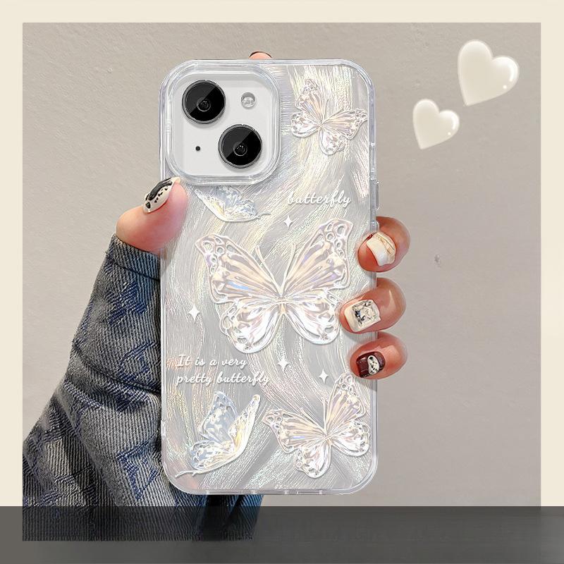 

Подходит для чехла для мобильного телефона Apple 15 Iphone14/13 Супер Фея Браслет-бабочка 12/11 Перо Пряжа Большое отверстие Полностью обернутый Мягкий край iphone 15