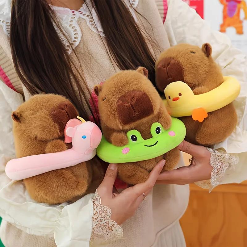 Cute Capybara Swimming Circle Plush Toys – Frog/Duck/Dolphin/Mouse Soft Doll Pillows Birthday Gift & Claw Machine Toys for Kids