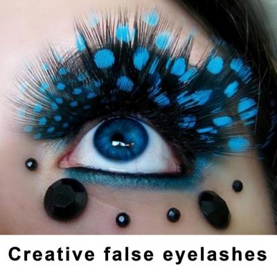 Colorful Fake Lashes Natural & Dense Blue Color Artificial Feather Eyelashes Extension