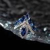 Premium And Exquisite Crown Shaped Design Water Droplet Sapphire Rings For Women Luxurious Wedding   Blue Ring Jewelry