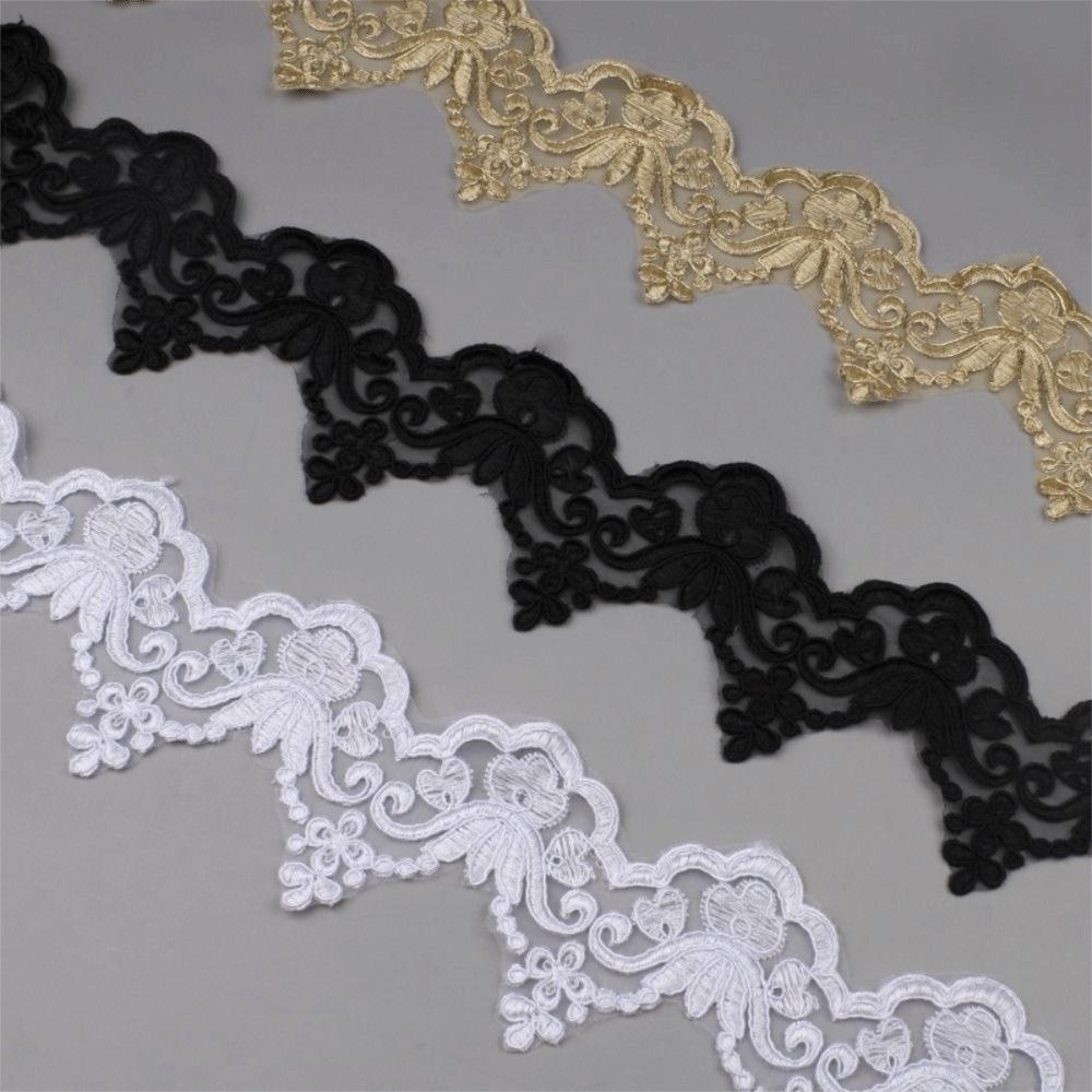 10Yards 9cm Width Flower Lace Trim White Black Gold Sewing Decoration Lace Ruffle Trim Splicing Cloth Ruffled Trim Fabric