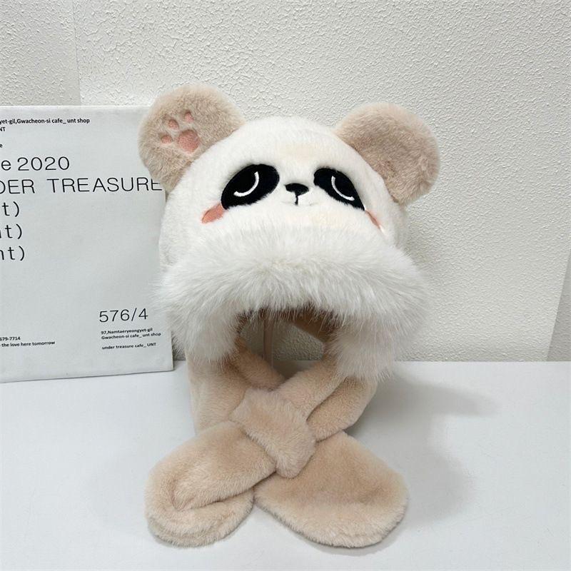 Scarf Hat Integrated Autumn and Winter Warm Plush Thickened Imitation Rabbit Fur Cute Ear Protection Hat
