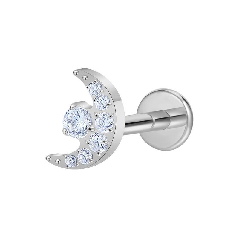 Hot Sale Body Jewelry: Titanium Labret Flatback Tragus Earring Stud Internal Thread Zircon Rings