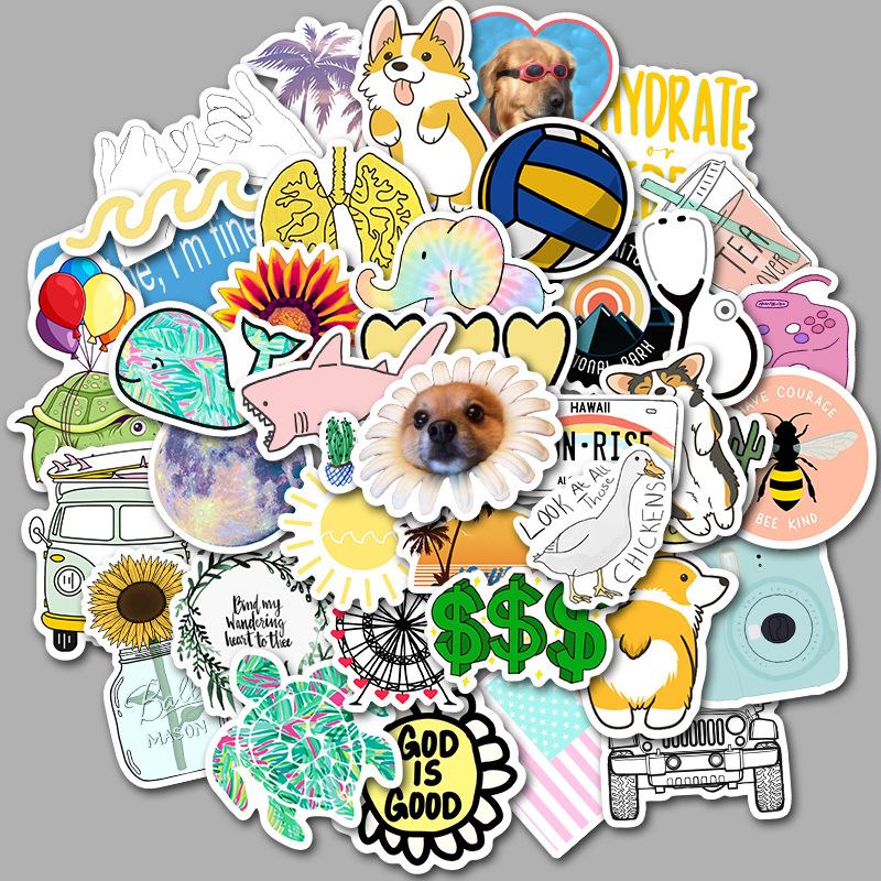 50 Pieces of Non-repeating Graffiti Sticker Decals for Luggage, Suitcase, Skateboard, and Waterproof Car Stickers