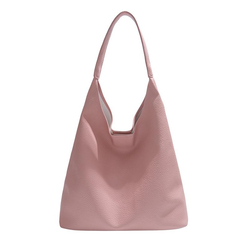 New trendy fashion solid color shoulder bag commuter texture tote bag simple large capacity handbag women's bag