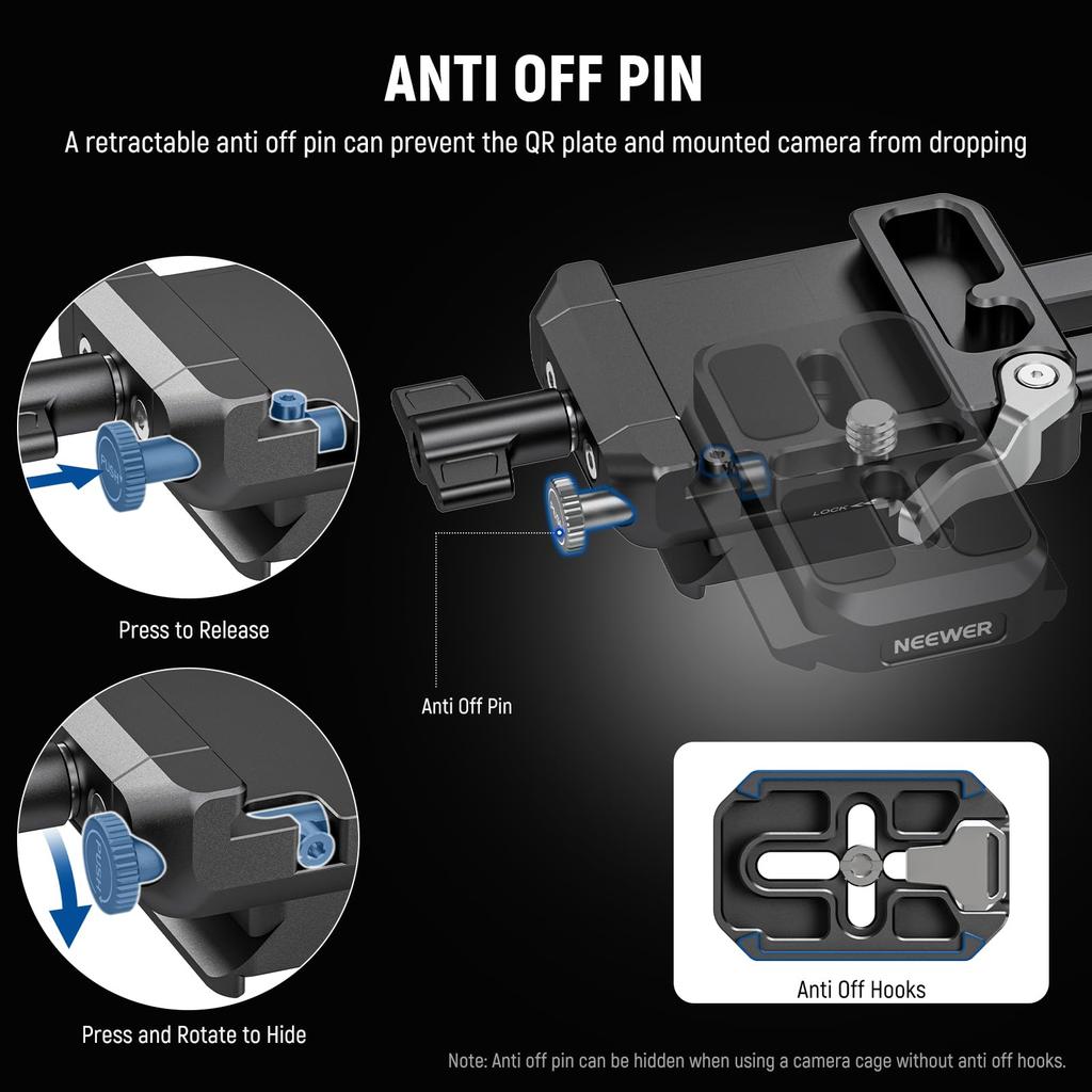 NEEWER PS015 PRO Foldable V-Mount Plate Arca Type Quick Release Camera Base with 1/4 3/8 Screws for DSLR Mirrorless Gimbal