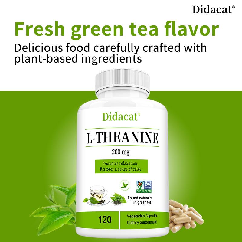 L-Theanine 200 mg, 120 Vegetarian Capsules Relax and Calm Support Supplement