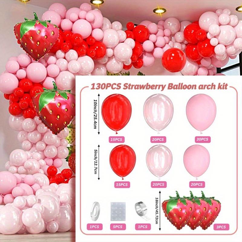 

130pcs Strawberry Balloon Arch Set, Suitable for Strawberry Themed Events, Birthday Parties, Anniversaries and Other Decorations Other