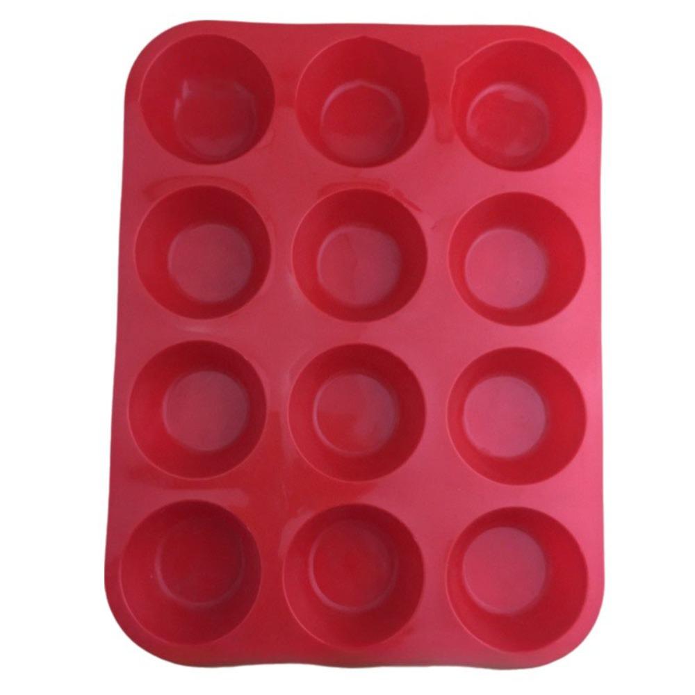 Round 12 Holes Cupcakes Mold Non Stick DIY Baking Mold Silicone Soap Chocolate Muffin Baking Pan Kitchen Tools
