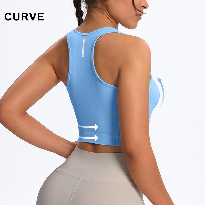 Women's Halterneck Sports Bra - Seamless Summer Yoga Vest Top for Running and Fitness