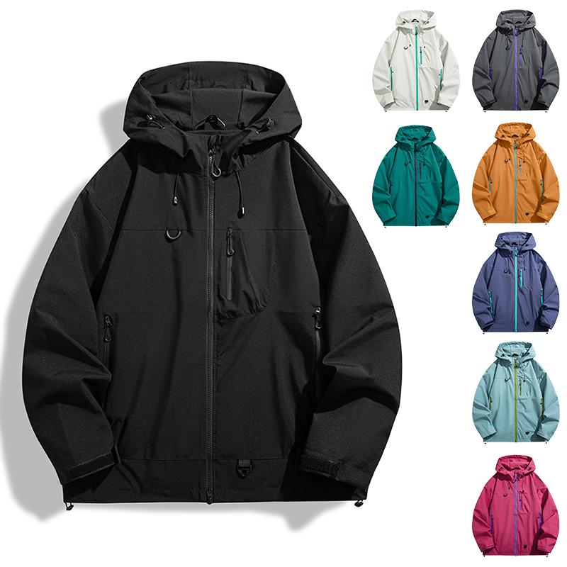 Men's Hard Shell Jacket Waterproof Windproof Outdoor Hiking Hooded Coat
