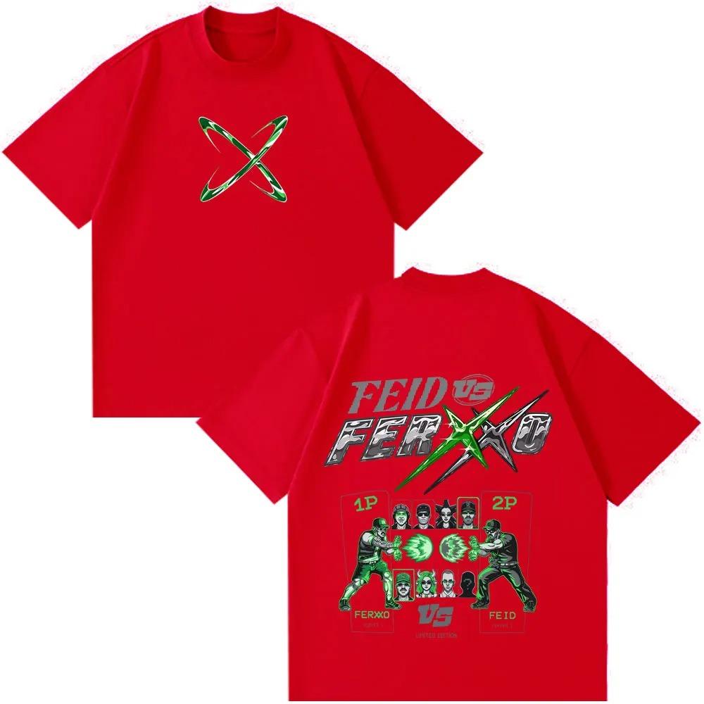 Unisex Dámské Hiphop Módní Feid Vs Ferxxo Tour 2026 Potisk Tričko Trička Letní Krátký Rukáv Ležérní Bavlněná Trička Dárky pro Fanoušky