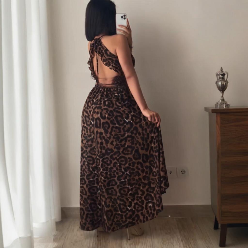 2025 Summer Leopard Print Sleeveless Women's Sexy Slimming Casual Dress