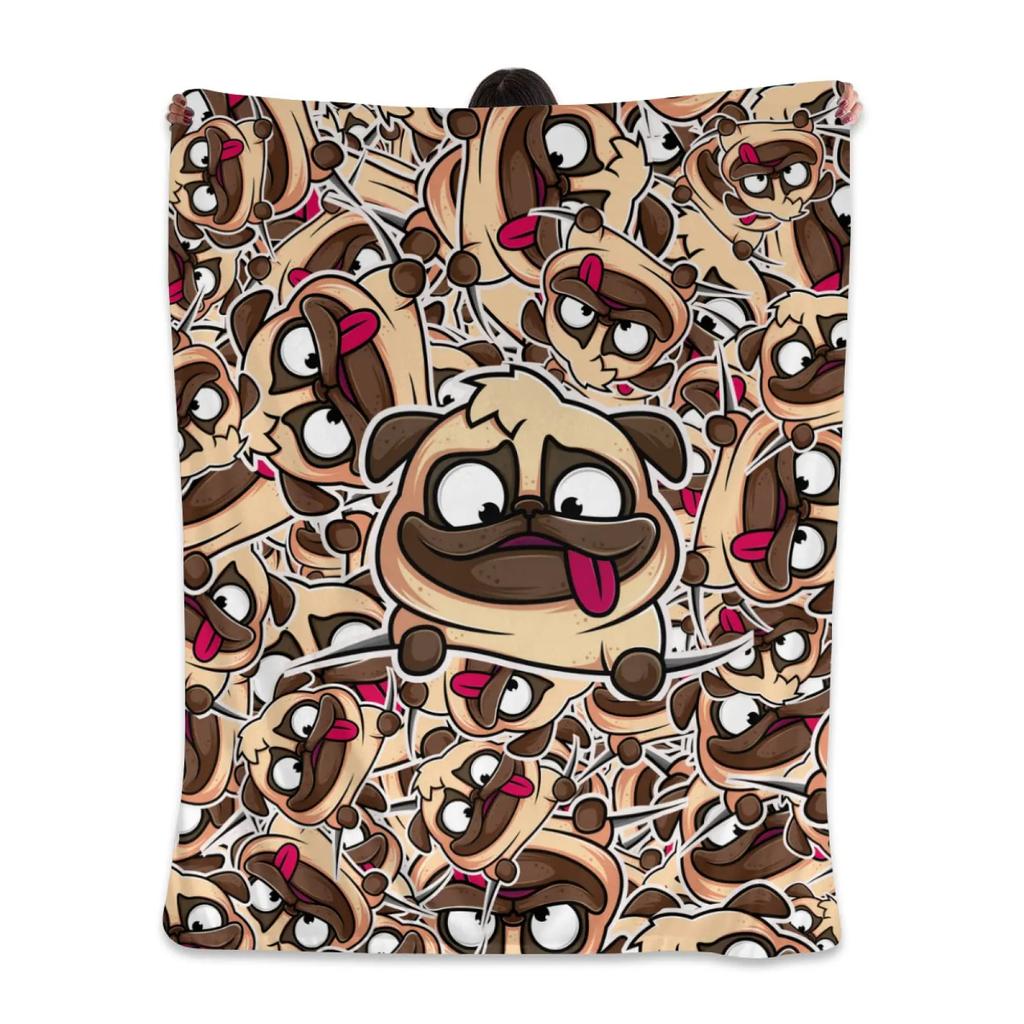 Pug flannel blanket super soft blanket suitable for sofa sheets bedspreads direct supply