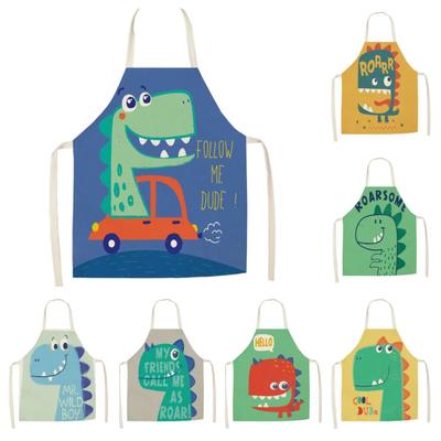 Creative Little Dinosaur Pattern Apron Oil-proof Adult and Children Printed Home Kitchen Cooking Sleeveless Bib