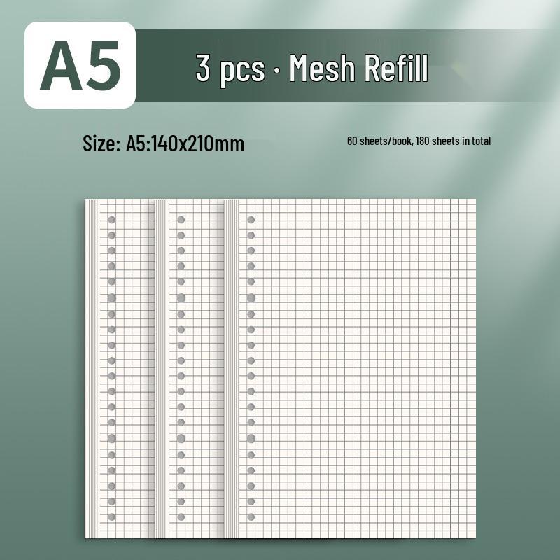 A4 Gitterlinien Notizbuch-Nachfüllpack - Herausnehmbares Papier für Studenten und Prüfungen