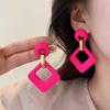1 Pair Geometric Drop Earrings Square Hollow Design Earrings Lightweight Deform-resistant Jewellery Gift for Mom Sister Girlfriend