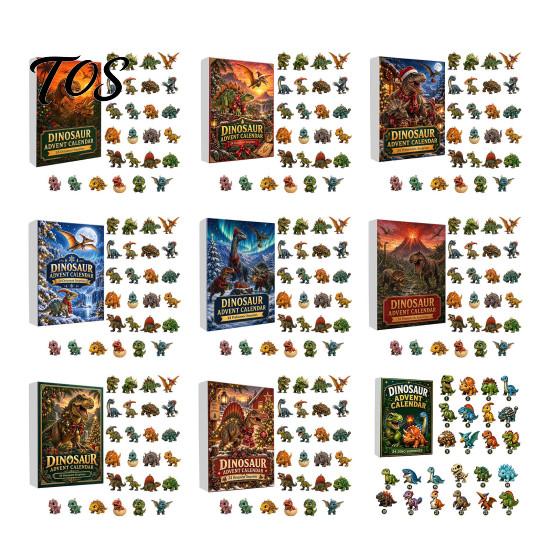 Odolná akrylová vánoční ozdoba 24denní dinosauří adventní kalendář 2026, Roztomilý 2D odpočítávací kalendář s krabičkami a figurkami, Sváteční dárky pro děti, Milence