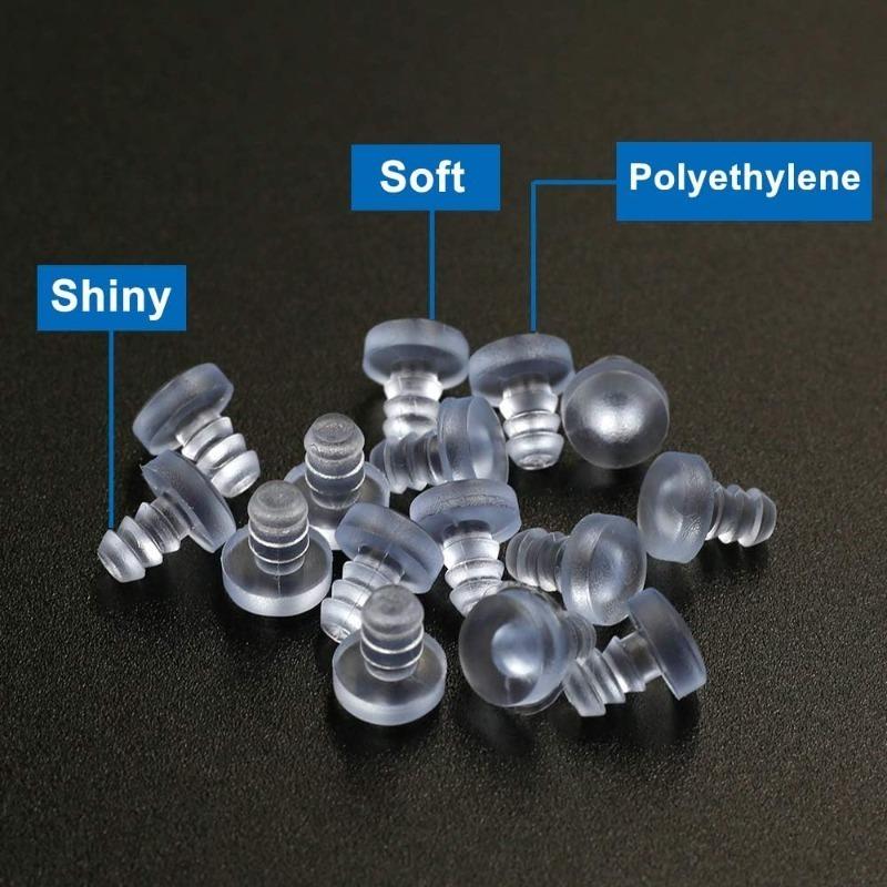 100Pcs Stem Bumper Glides, Glass Top Table Bumpers with Stem for Cabinet Doors Patio Furniture, for 3/16 Inch Holes