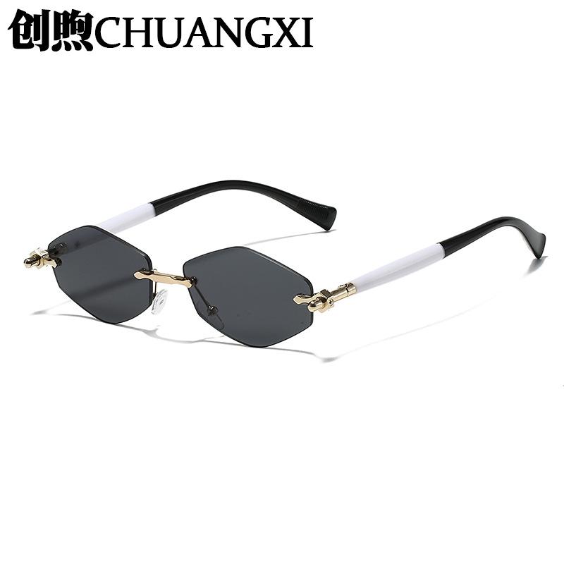 New frameless polygonal metal sunglasses, plain sunscreen and thin sunglasses, personalized trimmed sunglasses