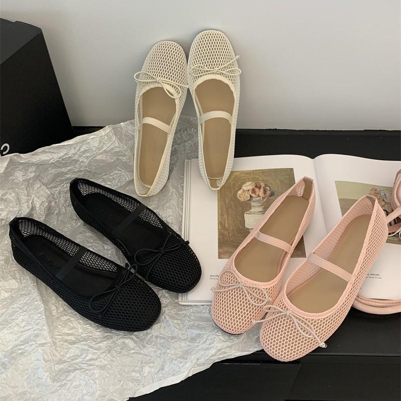 Fashion 2025 New Luxury Spring/Summer Women Mesh Hollow Elastic Band Flat Bottom Non Slip Casual Shoes Flat Bottom Shoes
