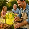 Glass Jar with Tap 4L with Metal Cap for Lemonade, Grill, Drinks, Water