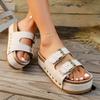 Summer new wind round head large size rivet women's one-character buckle with muffin thick bottom women's slippers