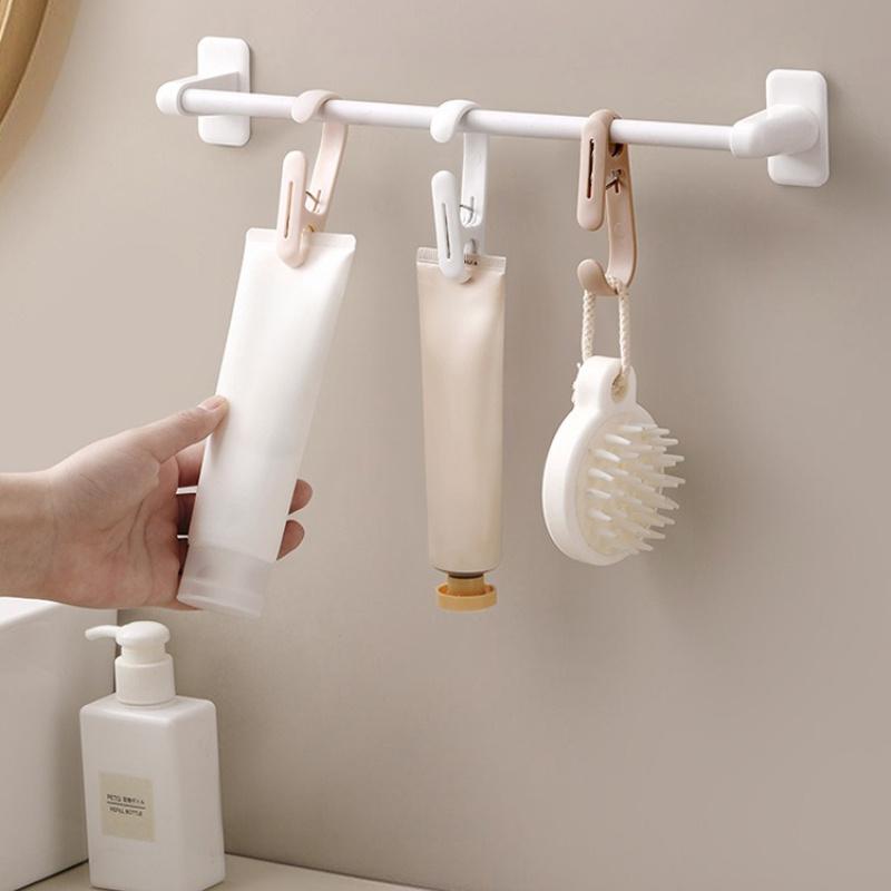 10Pcs S-Hook Multi-Functional Clothespins - Heavy-Duty Plastic Towel Clips for Beach, Bathroom & Laundry Organizer