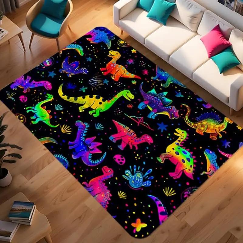 Dinosaur ABC Rug Non-Slip Play Mat Carpet for Boys Bedroom Kids Playroom Living Room Classroom Area Floor Mat Home Decor Doormat