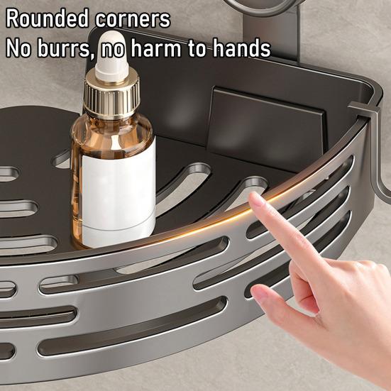 Bathroom Storage Rack No-Drill Corner Shelf with Strong Suction Cups Rustproof Shower Organizer Space-Saving Triangular Bathroom Shelf