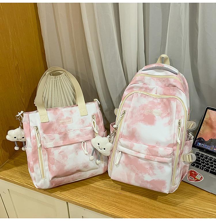 The New Large-capacity Multi-compartment Schoolbag Is Tie-dyed, Cute and Sweet Literary Backpack, Versatile Casual and Lightweight Make-up Bag.