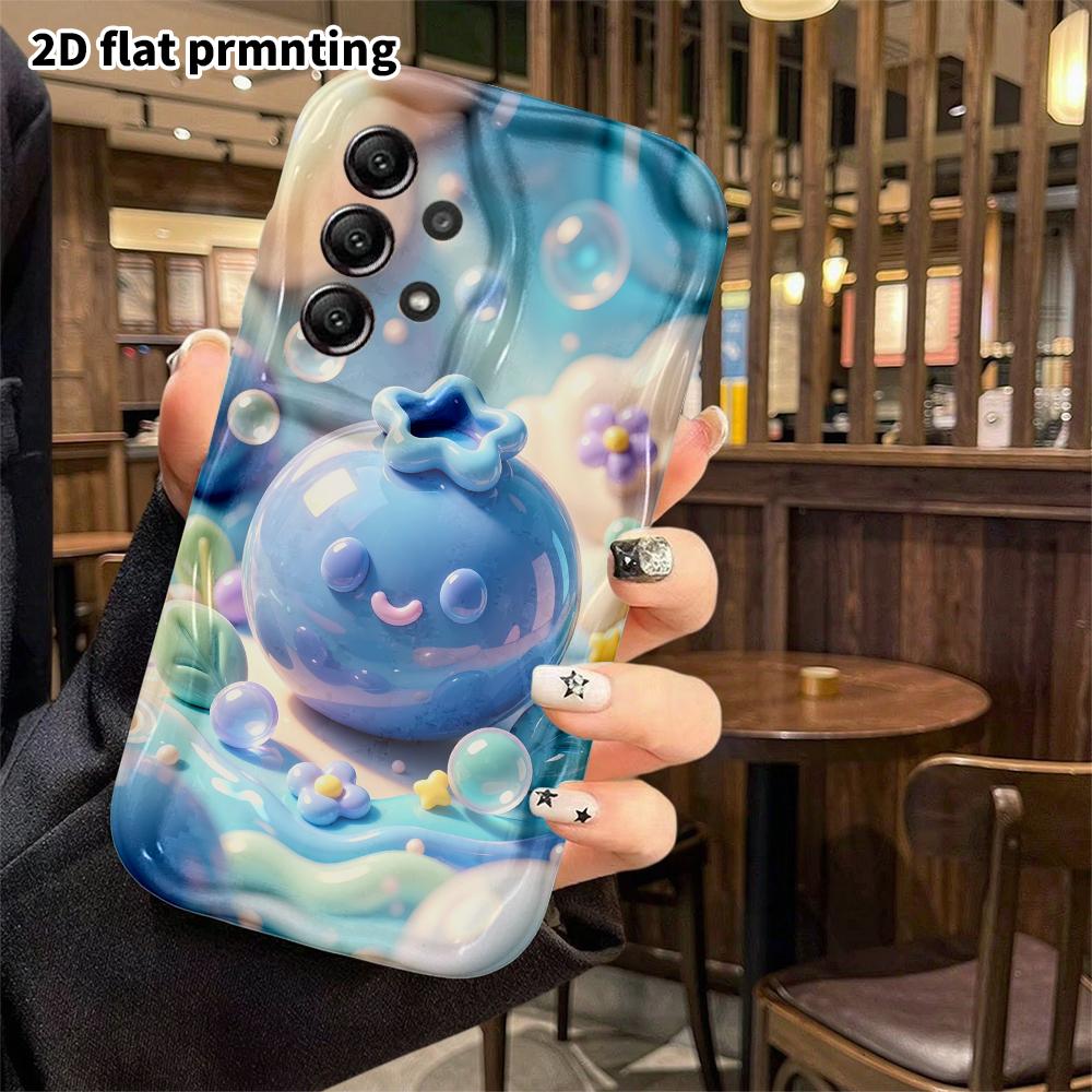 Phone case: 2D flat, fits Samsung Galaxy A34 A35 M05 M06 S20 S22 S21 FE Plus 5G protective case, Blueberry, perfect holiday gift for Christmas and Hal