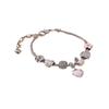Handgefertigtes Perlen-Herz-Blütenblatt-Armband Emaille-Legierung Schwanen-Anhänger Blumenschmuck Geschenk für Sie