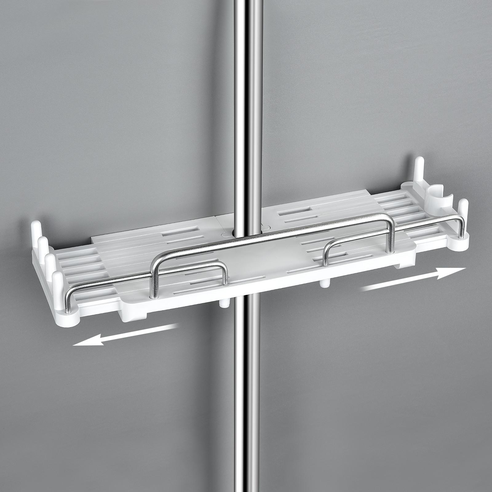 

Полка для душа из АБС-пластика, алюминиевая полка для душевой штанги, держатель для ванной комнаты, телескопическая 32-48 см, без сверления