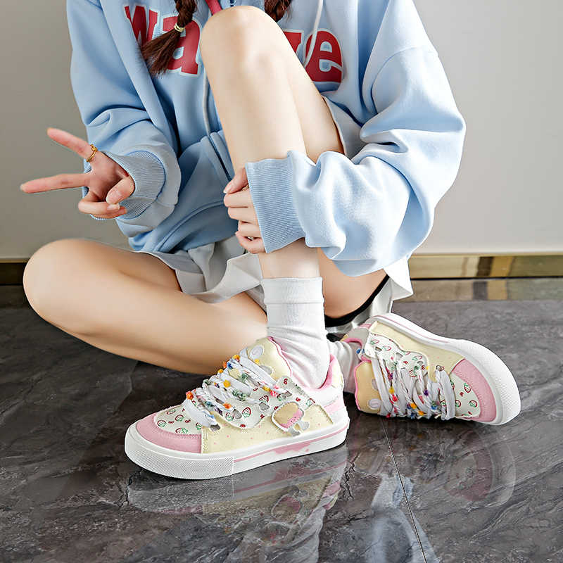 Fashion Road Laced Women Sneakersy Casual Rainbow Shoes Ladies Trendy Sneakers Sports Funny Wide Foot New In Everything Sunny