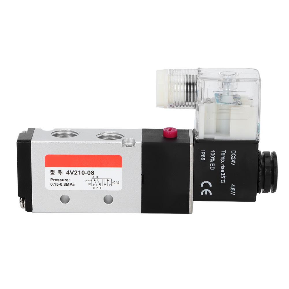 2 Position 5 Way Aluminum Alloy Pneumatic Solenoid Valve Pneumatic Piping Equipment (24V)