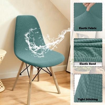 Capa de Cadeira Jacquard Impermeável Elástica Lavável Curta para Cadeiras de Encosto Redondo Sala de Jantar Capas Ajustáveis para Assento de Cadeira