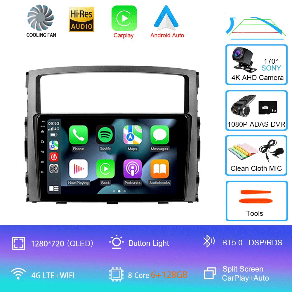 Car Radio Android14 Carplay For Mitsubishi Pajero 4 V80 V90 2006 - 2014 Navigation GPS Multimedia Player WiFi+4G Stereo video BT