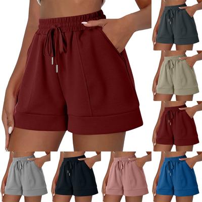 Short ample décontracté taille haute élastique pour femme, jambes larges et amples