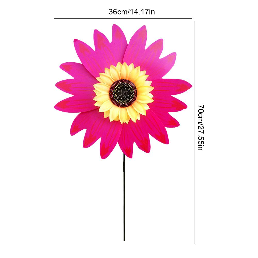 Colorful Windmill Rotating Sunflower Wind Spinner Stake Standing Lawn Flower Pinwheel Outdoor Party Garden Yard Decor Kids Toys