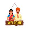 Welcome Sign Wooden Wall Hanger For Gateway, Home Décor, Size - 18 X 30 Cm