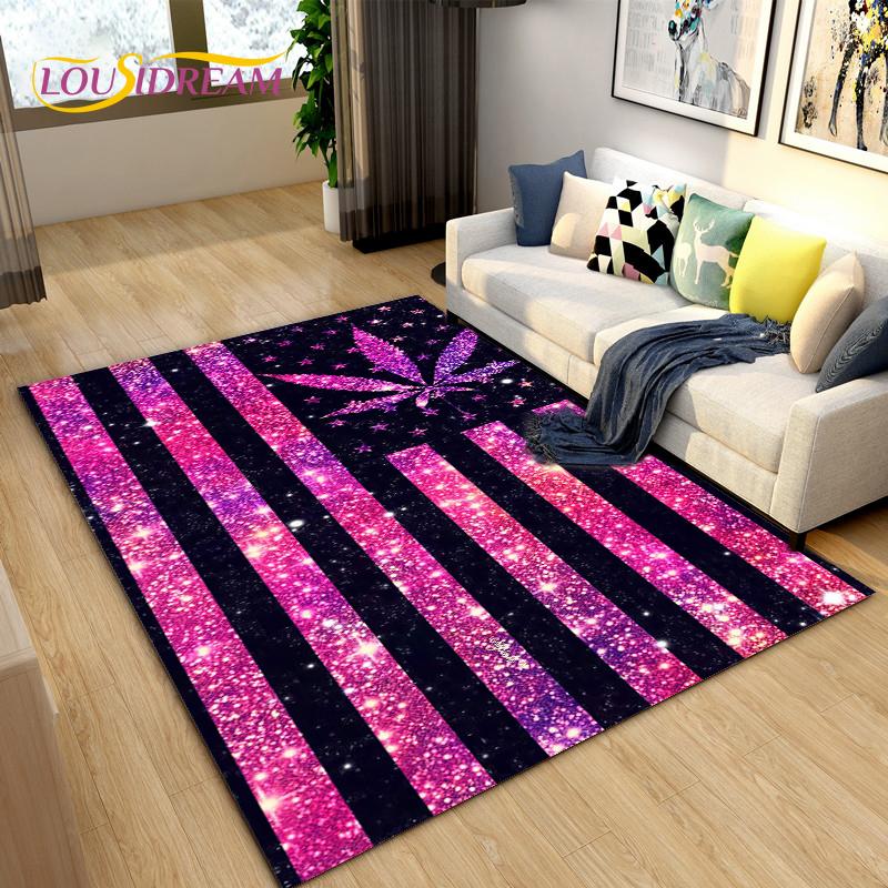Reggae Music Jamaican Style Maple Leaf Area Rug,Carpet Rug for Living Room Bedroom Sofa Decoration,Kitchen Non-slip Floor Mat