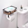 Wall Mounted Paper Towel Holder Wooden Paper Phone Holder Paper Storage Shelf  for Bathroom
