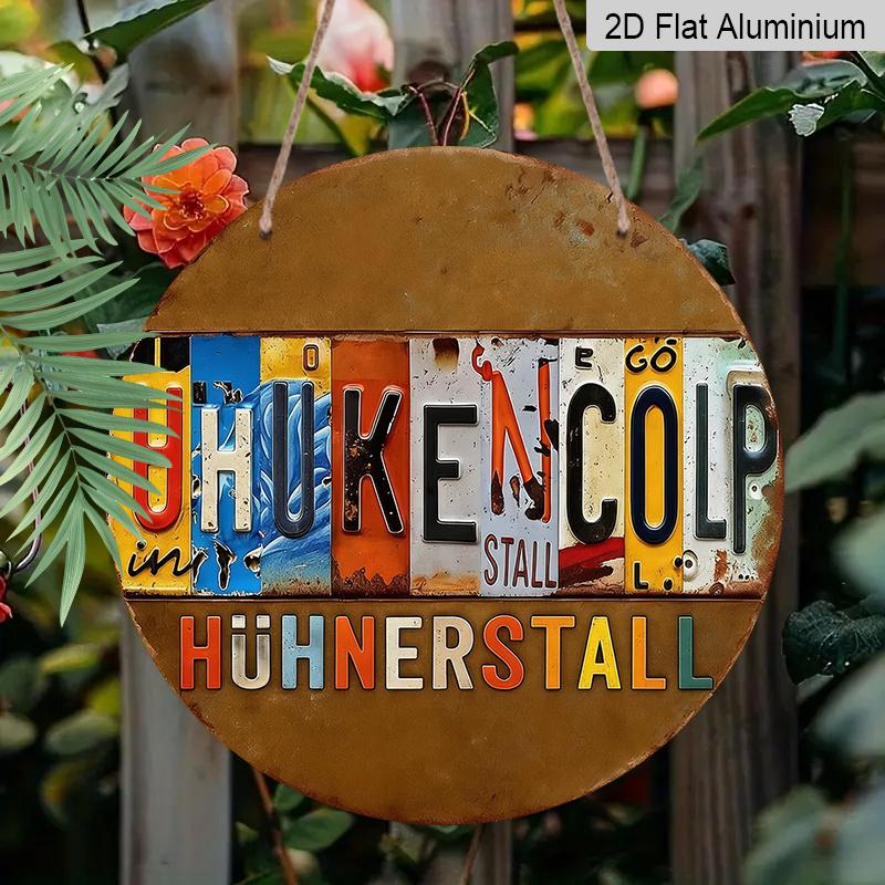 

2D Flat Aluminum Vintage Signboard Related To Hühnerstall , 7.87 Inches X 7.87 Inches. Suitable for Farms, Gardens, Bars, Garages, Outdoor Spaces 1pc