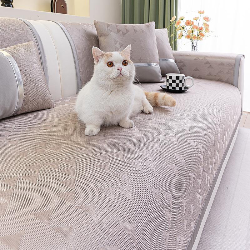 Summer Sofa Cushion  New Ice Silk Cool Sofa Seat Cushion Fixed Non-Slip Cold Sofa Cover Cloth Towel