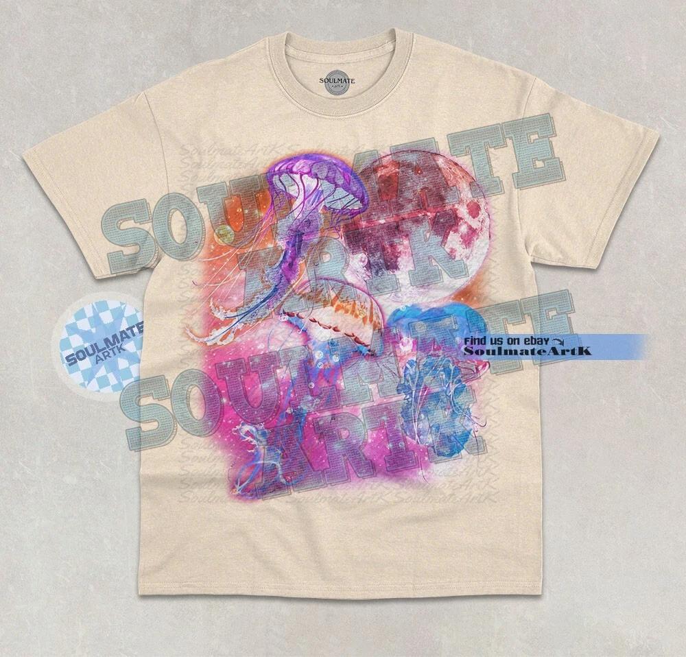 Three Jellyfish Moon T-Shirt Funny Three Moon Wolf Parody Sea Graphic Shirt 3XL