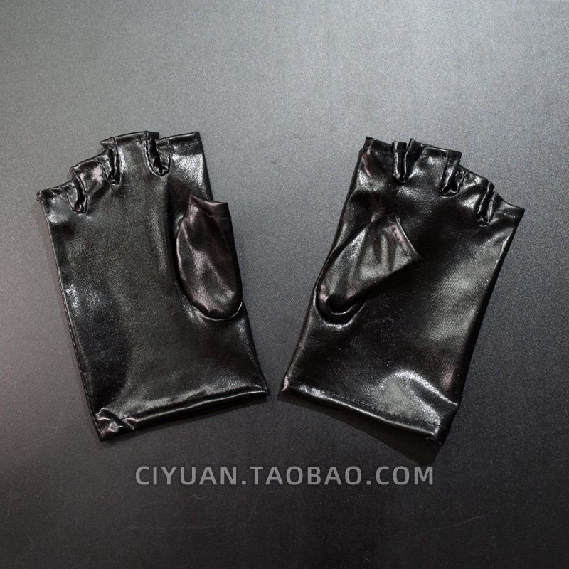 

Lolita Cyberpunk Dark Gothic Steam Patent Leather Gloves Y2g Gyaru Finger Division Oversleeve Cos Subculture Black(A pair)