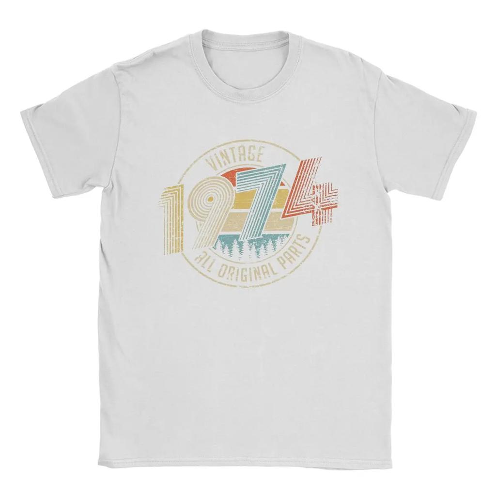 Vintage 1974 Všechny původní díly Tričko Pánské Bavlněné Vintage Trička Kulatý výstřih 50 let stará Trička Krátký rukáv Oblečení Unikátní