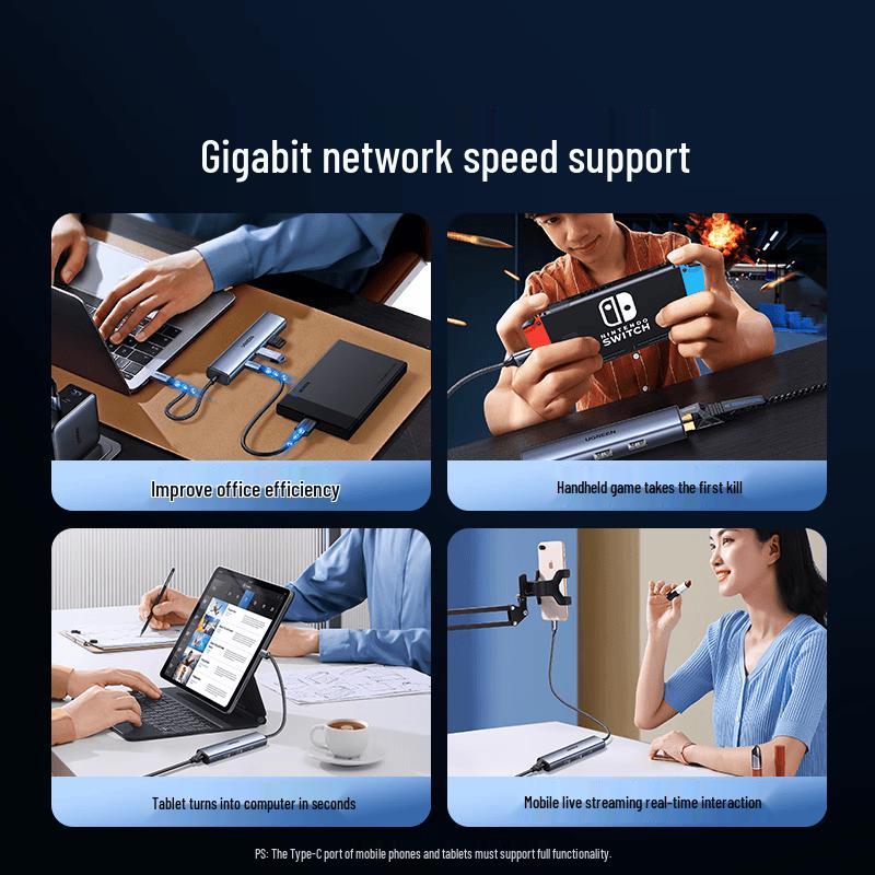 Ugreen Type-C To Gigabit Ethernet & 3-Port USB 3.0 Hub