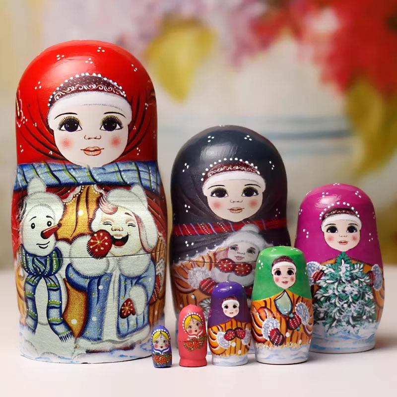 Wooden Painted Russian Nesting Dolls: 5, 7, 10, or 15 Layer Craft Toy & Souvenir